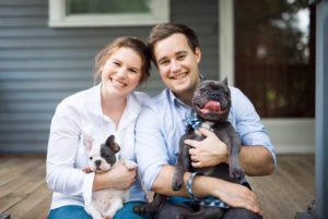 Alex and Emily With Two French Bulldogs