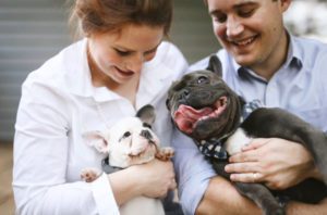 Emily and Alex With Their Two French Bulldogs
